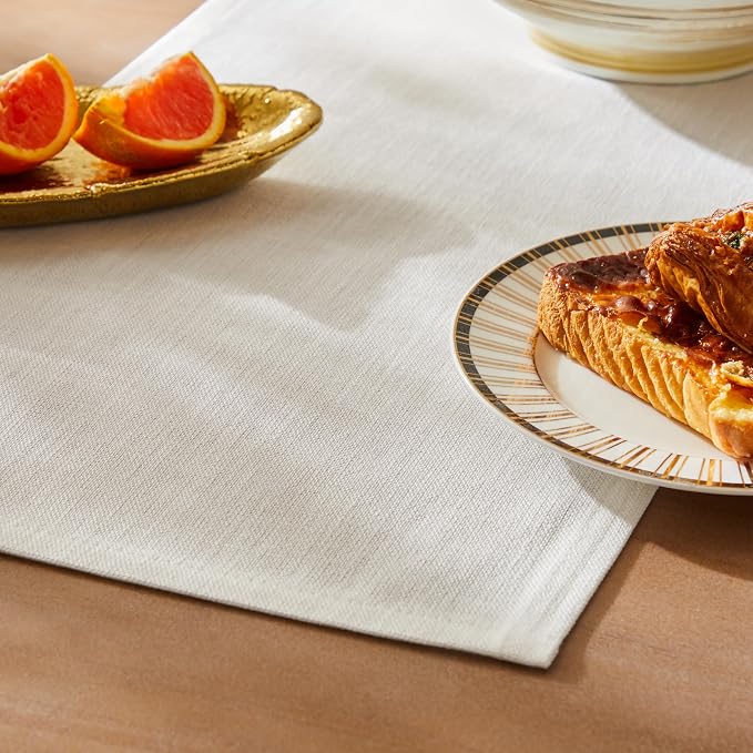 Rustic Cotton Linen Table Runner, 13x60 Inches Off White | Farmhouse Style by ZEEMARTONLINE