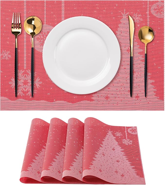Placemats Set of 4 Washable Indoor | Outdoor Vinyl Place Mats by CADONO