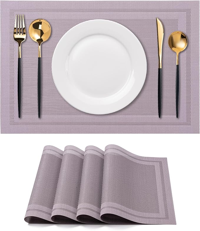 Placemats Set of 4 Washable Indoor | Outdoor Vinyl Place Mats by CADONO