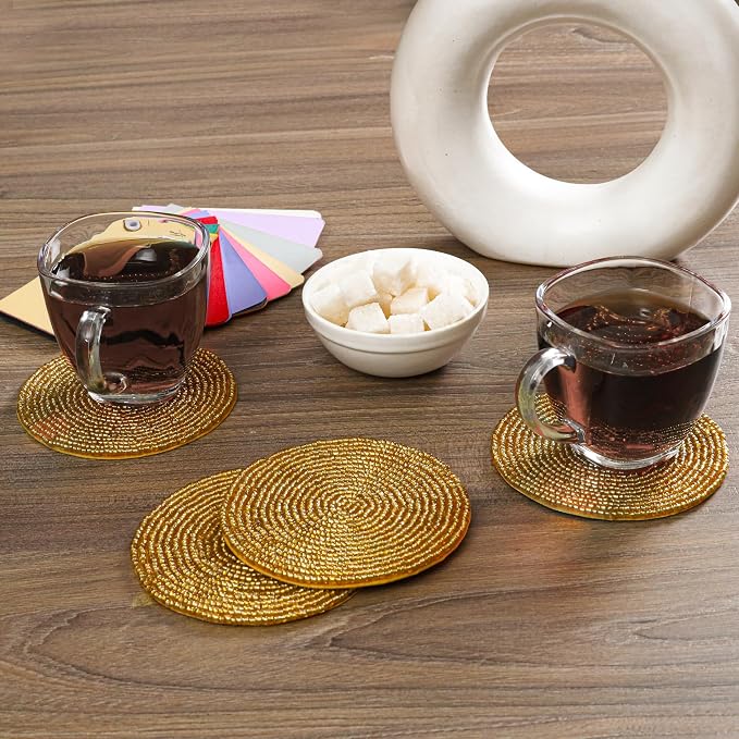 Handmade Beaded Bar Drink Tabletop Protection Coasters - Image 2