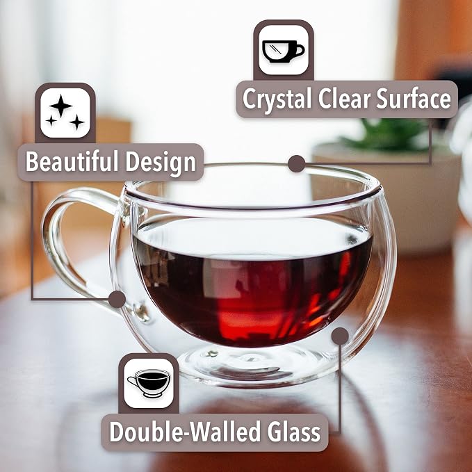 BTaT- Double Walled Glass Coffee Mugs, 9 oz, Glass Coffee Cups - Image 5