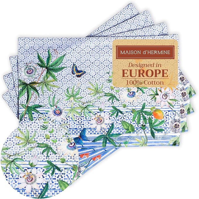 Maison d' Hermine Placemats Set of 4 Reusable 100% Cotton | Cloth Place Mats by MaisondHermine