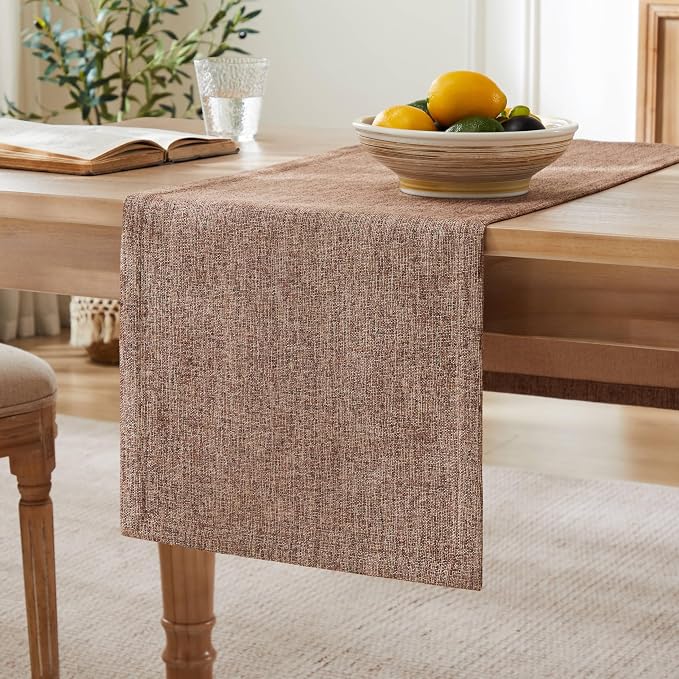 Burlap Style Farmhouse Table Runner, 14x36 Inches Brown | Thick Durable Fabric by ZEEMARTONLINE
