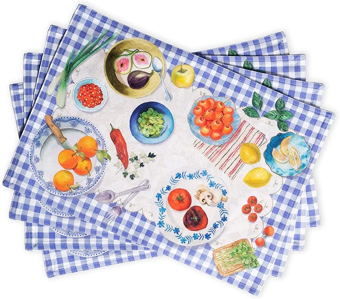 Maison d' Hermine Placemats Set of 4 Reusable 100% Cotton | Cloth Place Mats by MaisondHermine