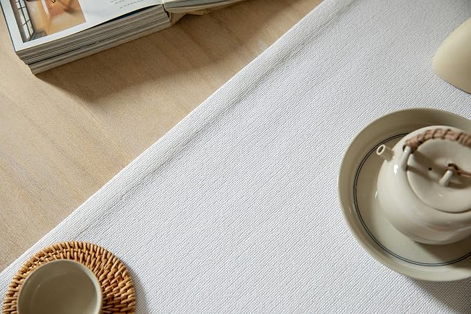 Burlap Style Farmhouse Table Runner, 14x48 Inches White | Thick Durable Fabric - Image 5