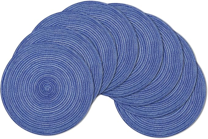 SHACOS Round Braided Placemats Set of 8 Round Table Mats by SHACOS