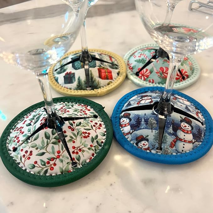 Set of 4 Themed Drink Coasters for Wine Glasses | Reusable Slip-On Stemmed - Image 5