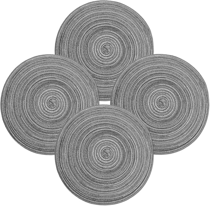 MIAOMIAO Round Placemats Set of 4 Woven Braided Place Mats | 14.5 Inch Cotton by Unknown
