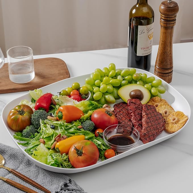 Extra Large Serving Platter, 18.75 x 14.375 x 2 Inch Large Melamine Serving Tray - Image 3