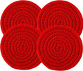 4PCS Red Cotton Round Woven Coasters Drink Handmade Braided Cup Coasters by KillersInstinctOutdoors