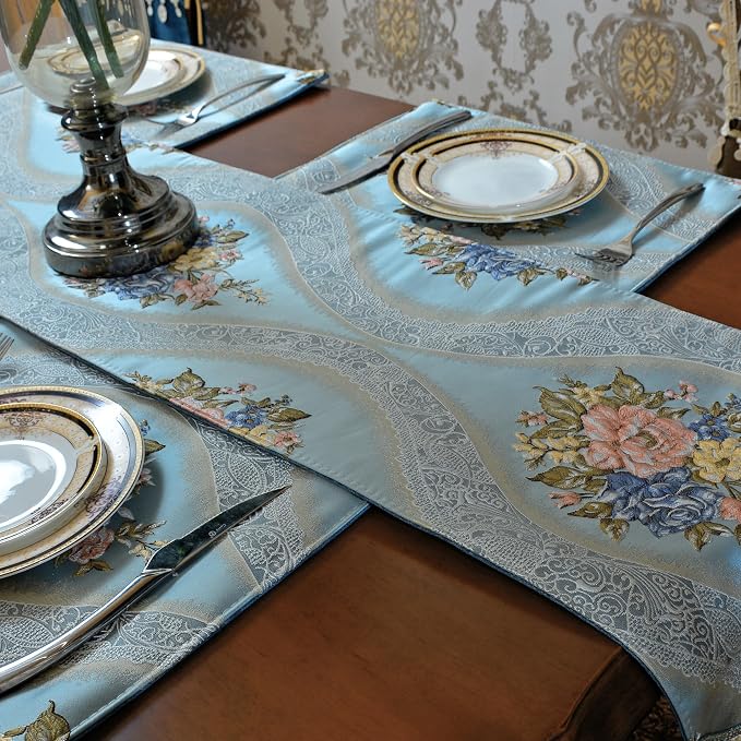 Extra Luxury Velvet Blue Table Runner 120 Inches Long - Image 6