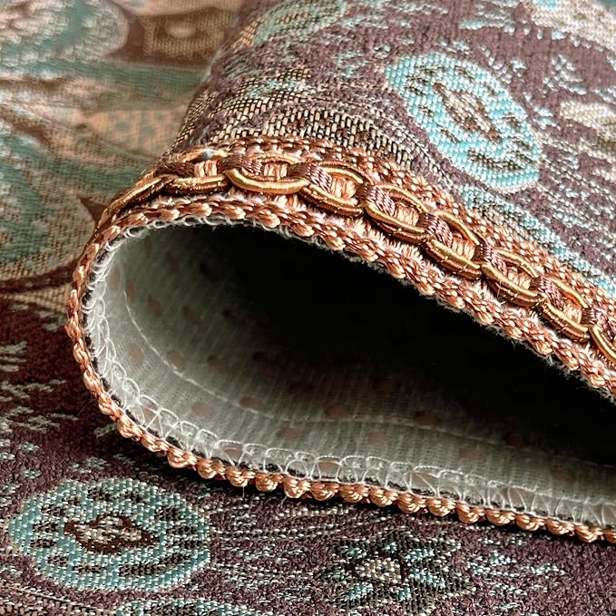 European Luxury Table Runner 87” Teal Brown - Image 5