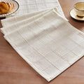 Linen Checked Farmhouse Table Runner, 13x108 Inches Ivory | Raised Grid Design by ZEEMARTONLINE