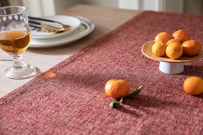 Burlap Style Farmhouse Table Runner, 14x60 Inches Red | Thick Durable Fabric - Image 5