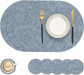 Round Faux Leather Placemat and Coaster 6 Packs, Washable Heat Resistant Dining by homing