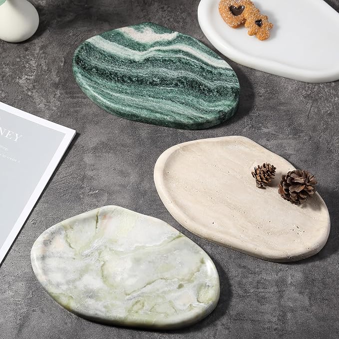 Luxury Natural Green Marble Vanity Tray, Cloud Shape Serving Stone Key Tray - Image 7
