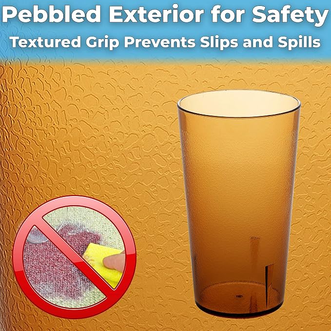 Restaurant Grade, BPA-Free 12oz Amber Plastic Cups 6pk. Super Durable, Break - Image 5