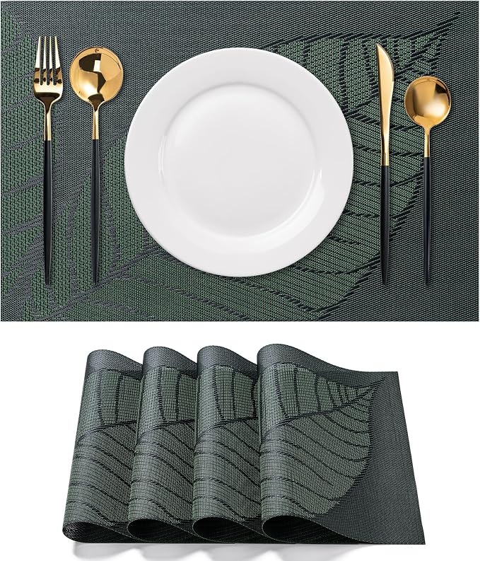 Placemats Set of 4 Washable Indoor | Outdoor Vinyl Place Mats by CADONO