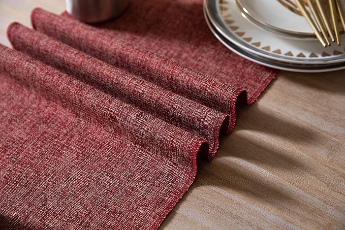 Red Table Runners 108 Inches Long, Burlap Linen Style Rustic Farmhouse Table - Image 5