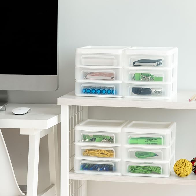IRIS USA 4-Pack 3-Drawer Small Desktop Organizer, stationery, craft materials - Image 6