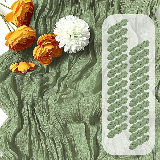 25 Pack Sage Green Cheesecloth Table Runner 17 x 108 Inch Gauze Table Runner by Unknown