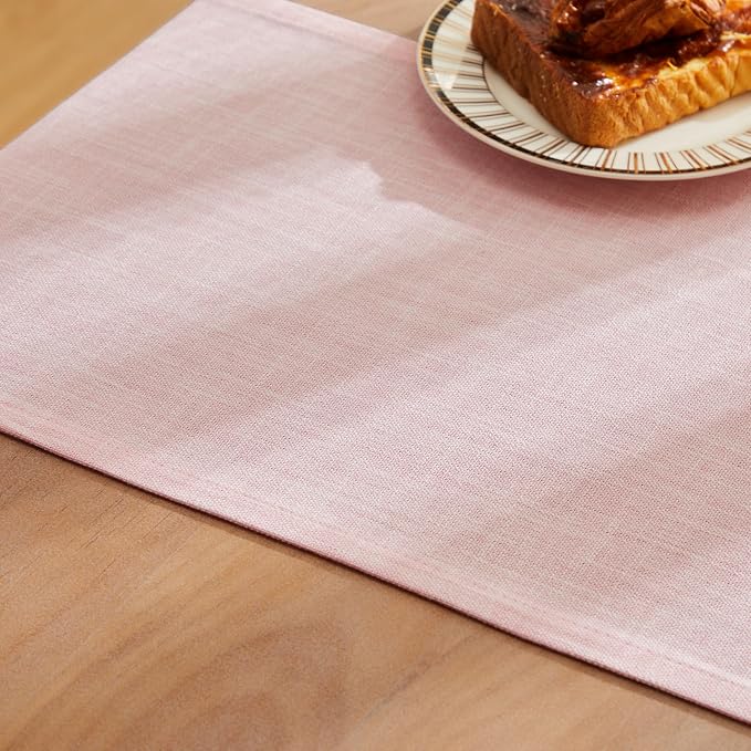 Rustic Cotton Linen Table Runner, 13x108 Inches Pink | Farmhouse Style Linen - Image 6