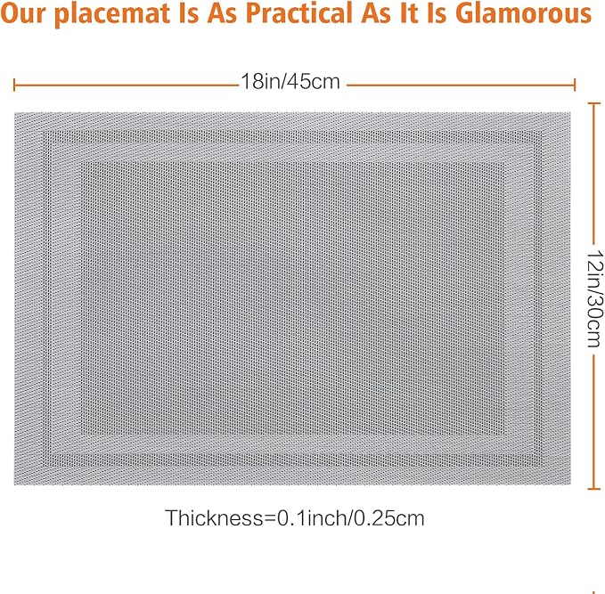 Placemats Set of 12, Vinyl PVC Heat Resistant Washable Placemats Set, Non Slip - Image 3