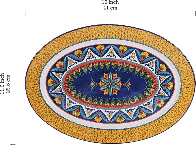 Bico Havana Ceramic 16 inch Oval Platter, Microwave & Dishwasher Safe - Image 2