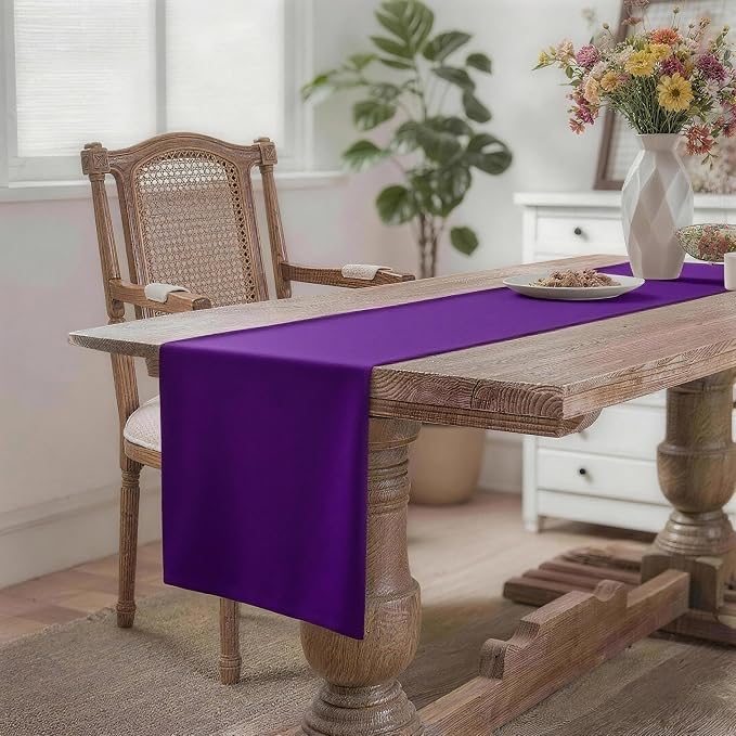 MEANMOY Purple Table Runner 90 Inches Long Waterproof Table Runners | Washable - Image 2