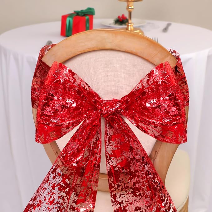 Snowkingdom 2Pcs Red Table Runner Roll Sequin Glitter Metallic Foil Sparkly - Image 6