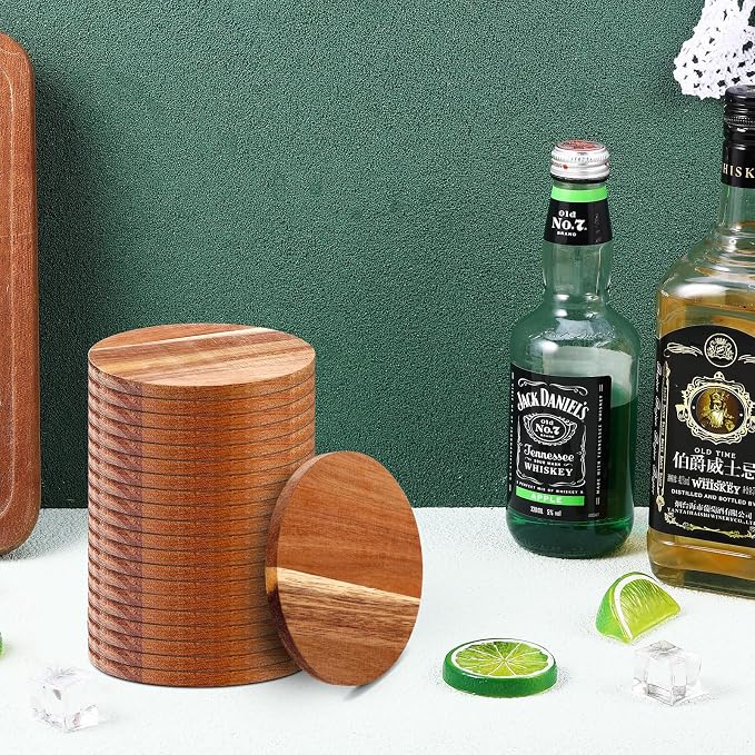 24PCS Wood Coasters Round Wooden Coaster - Image 4