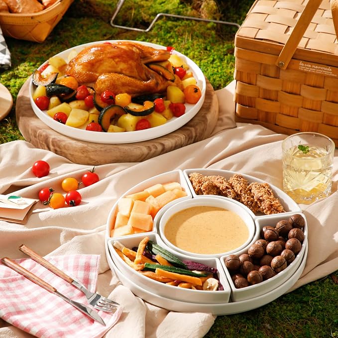 MALACASA Porcelain Divided Serving Dishes, Appetizers Tray, Serving Tray - Image 5