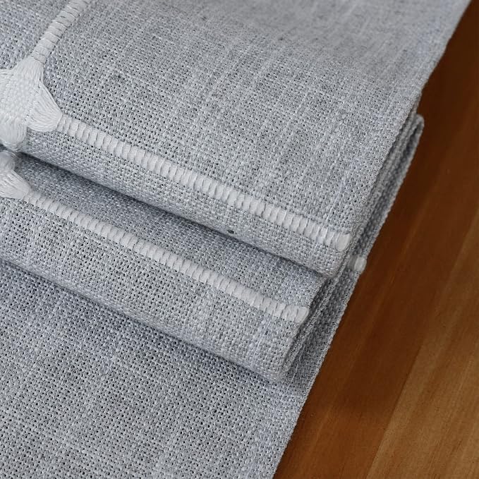 NEWISHER Rustic Embroidered Plaid Cloth Table Runner 60 inches, Farmhouse - Image 7