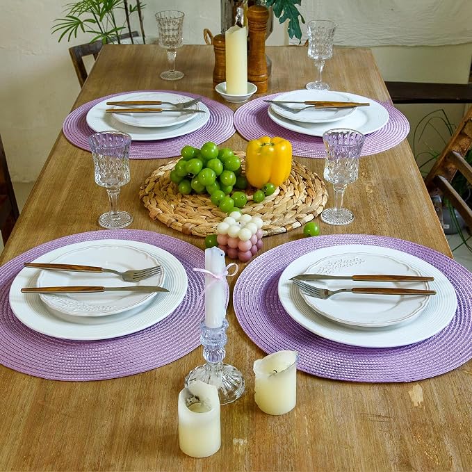 FunWheat Round Braided Placemats Set of 4 Table Mats - Image 6