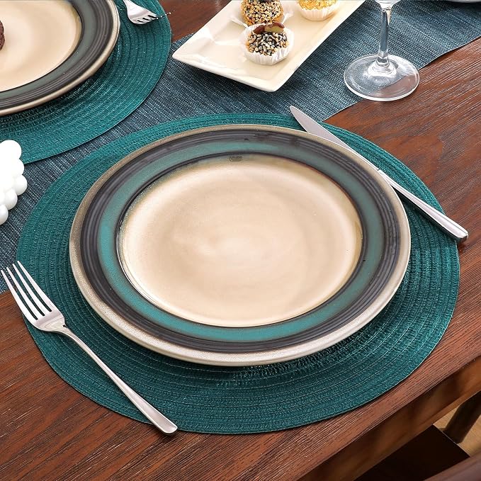 SHACOS Round Placemats Set of 6 Washable 15 inch Round Table Mats Cotton - Image 5