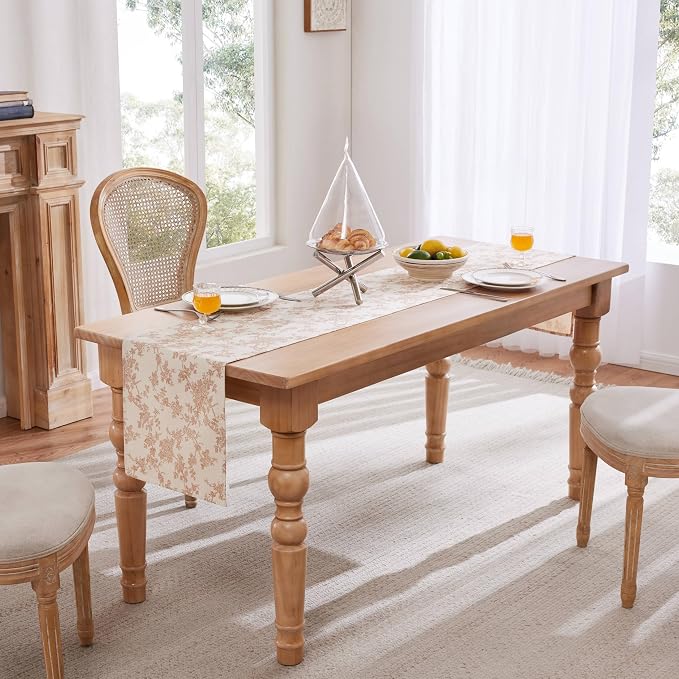 French Pastoral Farmhouse Table Runners, 13x90 Inch Terracota | 100% Organic - Image 3