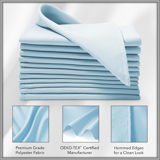 Lann's Linens Set of 12 Cloth Dinner Napkins, 17-inch Polyester Napkins - Image 3