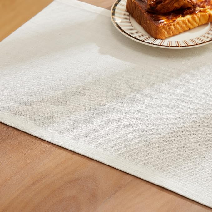 Rustic Cotton Linen Table Runner, 13x36 Inches Off White | Farmhouse Style - Image 6