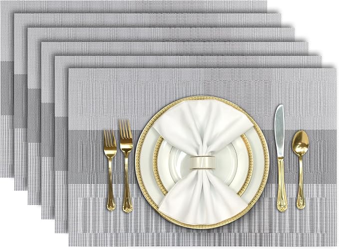 Aofmee Placemats, Heat Resistant Place Mats Set of 6, Washable PVC Table Mats by Aofmee