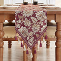 Loom and Mill Vintage Jacquard Damask Table Runner 13x72 inch, Burgundy | by LoomandMill