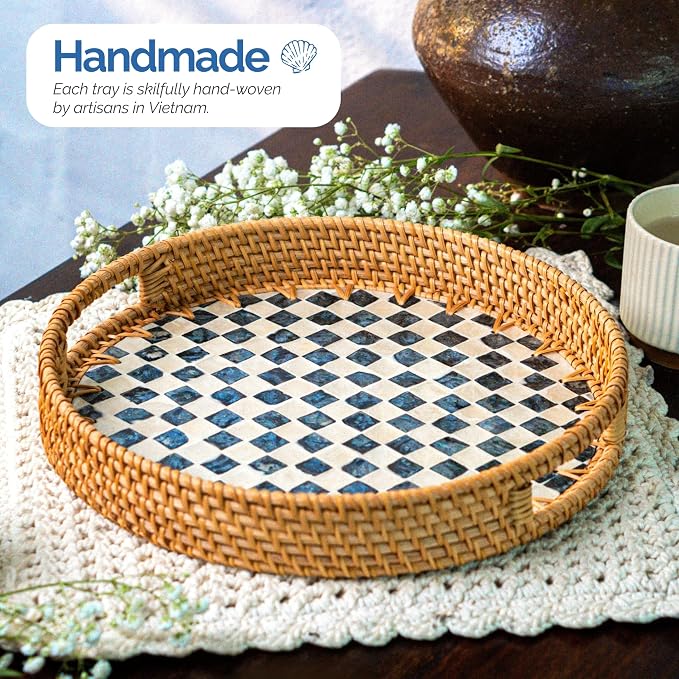 JUNGLE CULTURE Round Rattan Tray - Image 3