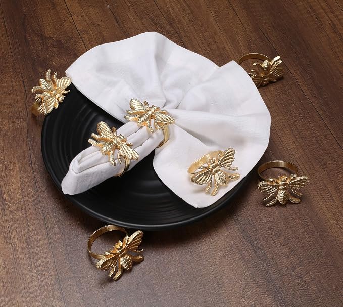 Alpha Living HOMEAntique Gold Metal Napkin Rings - Image 3