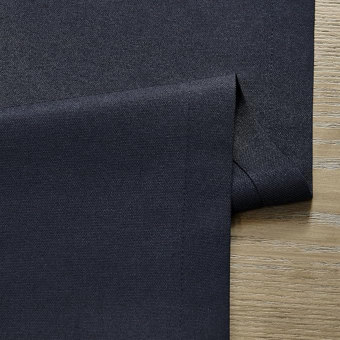 Basic Linen Style Table Runner, 14x60 Inch Dark Navy | Mitered Corner Design - Image 6