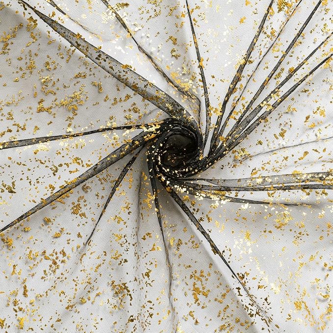 Artoid Mode 3Pcs Black Gold Gauze Table Runner 120 Inch 10FT, Glitter Metallic - Image 5