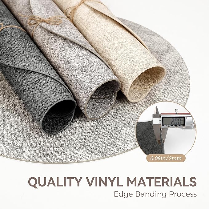 13"Round Placemats Set of 4, Reversible Faux Leather Heat Resistant Table Mats - Image 5