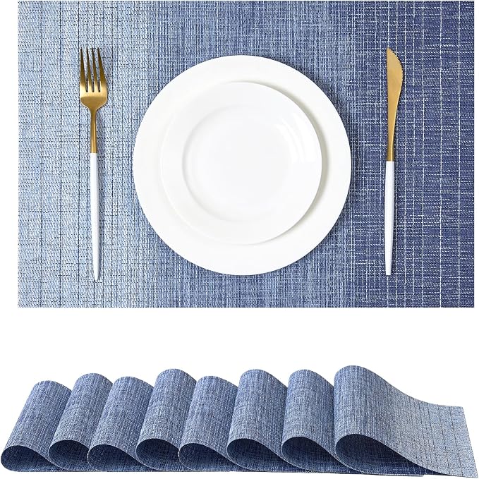 Leetaltree Gradient Blue Woven Placemats Set of 8 by Leetaltree-ArtatEveryTable