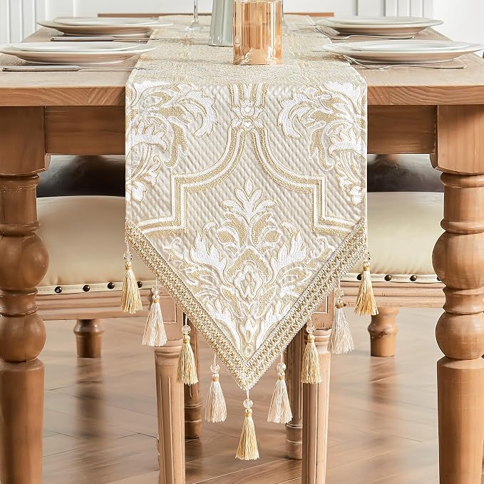 Loom and Mill Elegant Damask Jacquard Table Runner 13x90 inch by LoomandMill