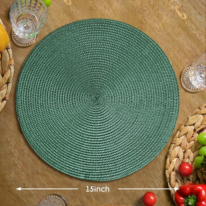 FunWheat Round Braided Placemats Set of 6 Table Mats - Image 2