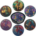 Dragon Coasters Leather Round Drink Coasters 6 Pcs Set by Yopiiefa