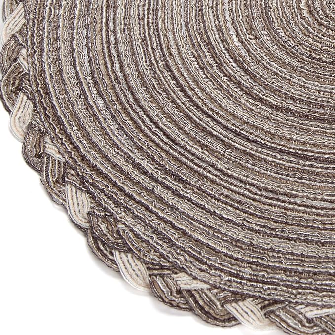SHACOS Round Placemats Set of 4 Braided Glitter Round Table Placemats 15 inch - Image 4
